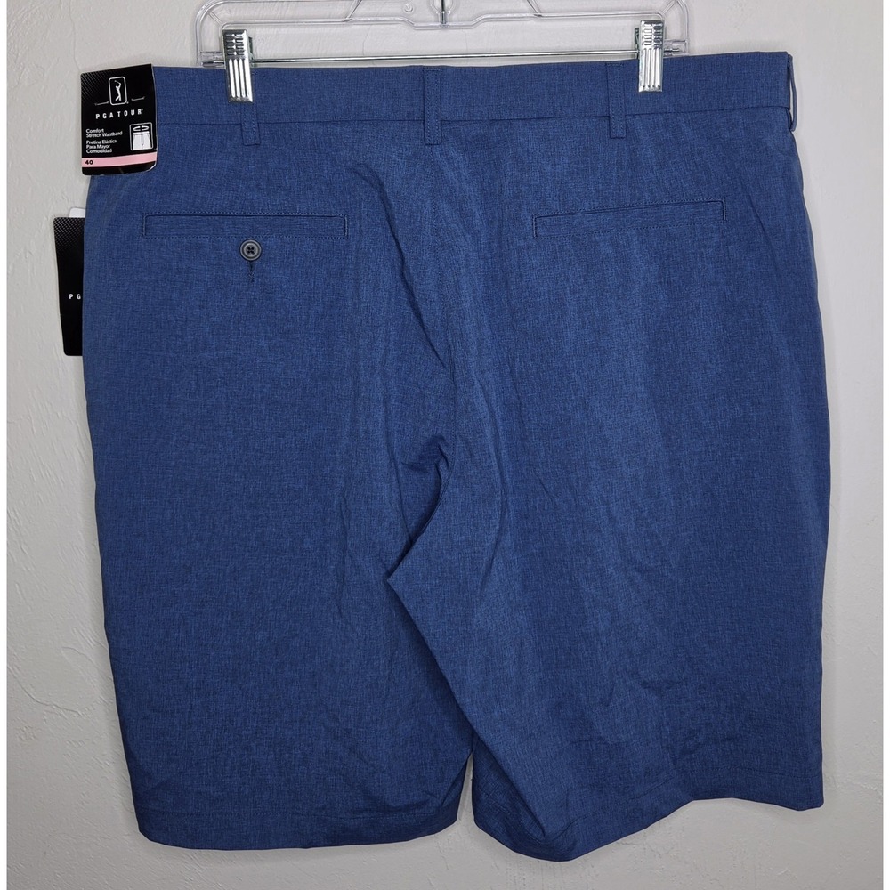 *NEW w/Tags PGA Tour Men's Heather Blue Golf Shorts Size 40 Stretch Straight Fit - Picture 4 of 9